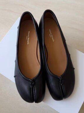 Maison Margiela Tabi Heeled Ballet Flats Black Lambskin